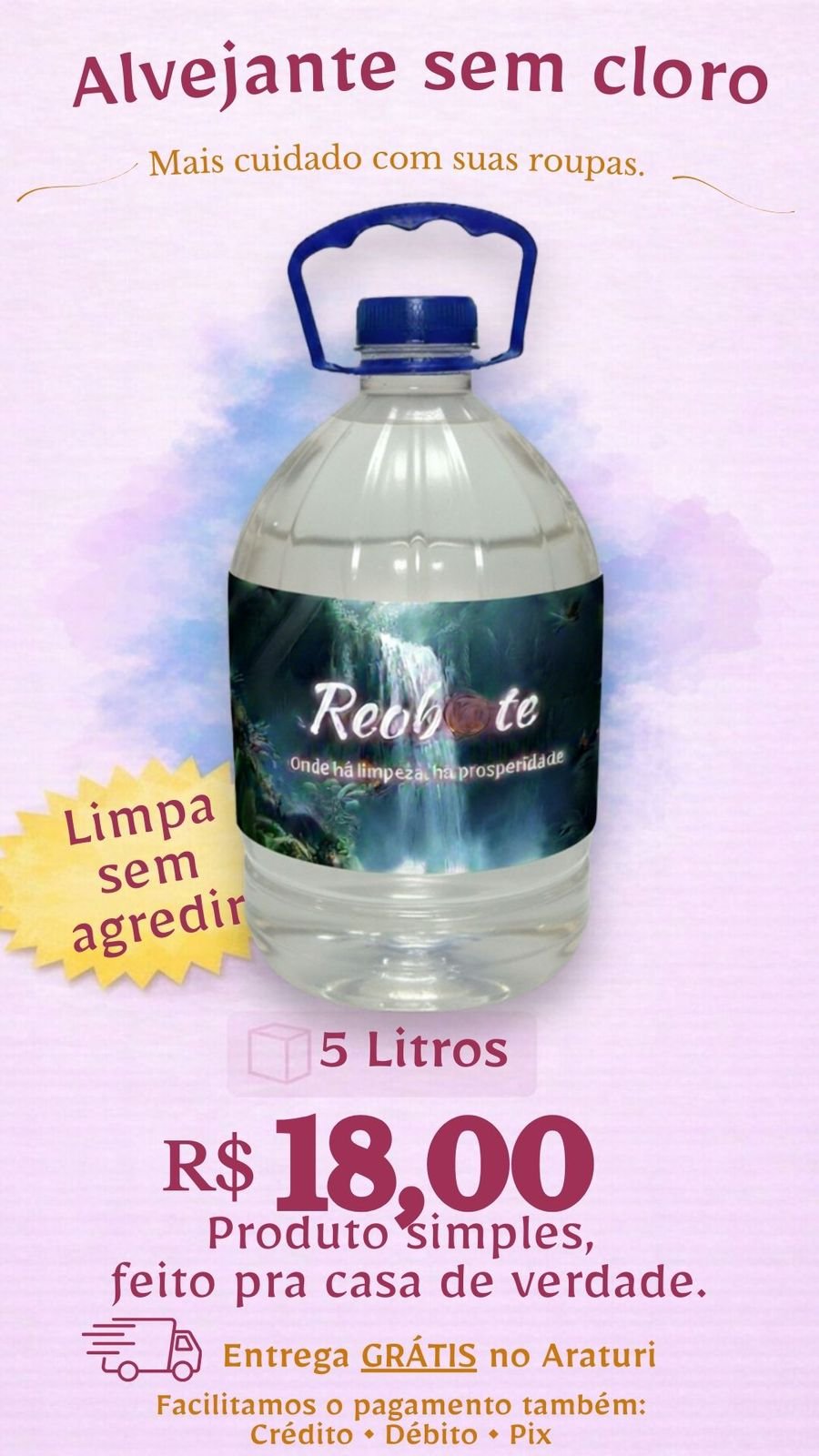 Alvejante sem cloro profissional 5 litros Reobote