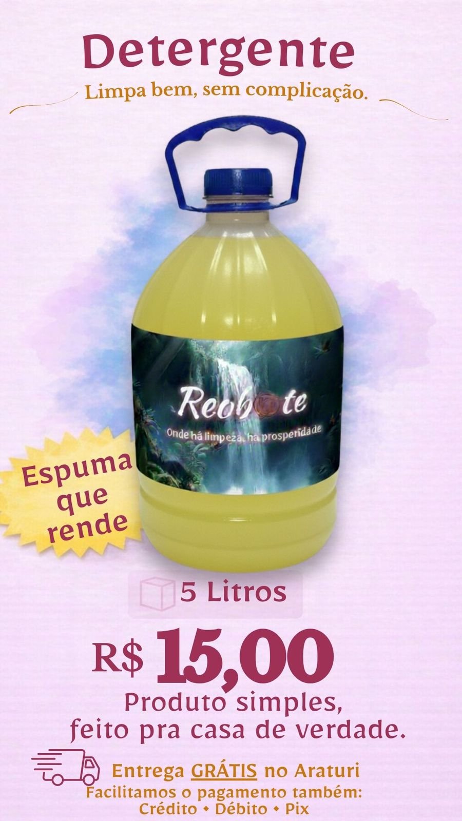Detergente profissional 5 litros Reobote